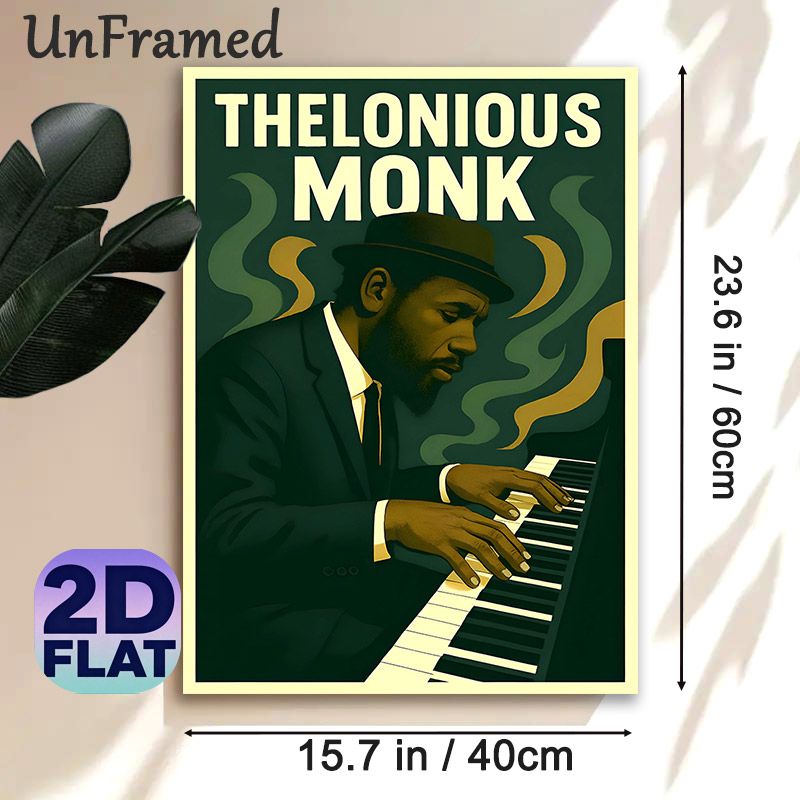 Thelonious Monk Jazz Theme Painting Poster, Vintage-toned Retro Jazz Pianist Playing Piano Poster, Rich Jazz Atmosphere Decor Ideal For Music Studio_maomaolike.com