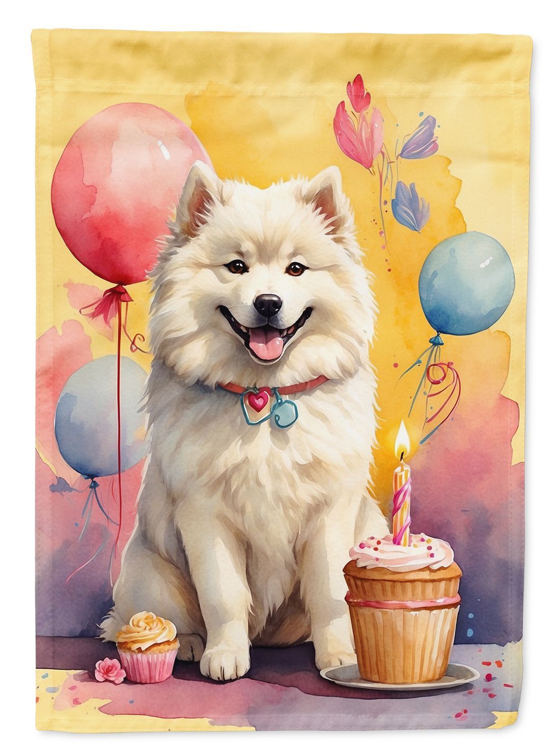 Samoyed Happy Birthday Garden Flag Mailbox Flag Decorative Yard Flag Banner Outside Patio Artwork Yard Flower Beds, Garden Size, Multicolor_maomaolike.com