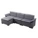 117.7' Sectional Sofa With Ottoman Dark Gray_maomaolike.com