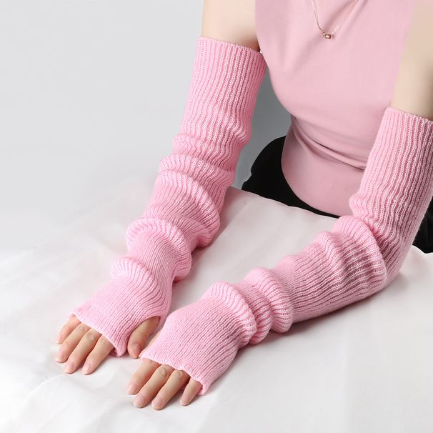 Unisex Warm woolen gloves acrylic long finger sleeves open finger fashion extended knitted sleeves_maomaolike.com