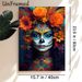 Day Of The Dead Themed Painting Poster, Vibrant Colorful Sugar Skull Portrait Poster, Eye-catching Cultural Artwork Ideal For Home Wall Decor, Festive_maomaolike.com