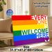 Rainbow Striped Welcoming Slogan Painting Poster, Vibrant Color-blocked Text Art Poster, Warm Inclusive Message Suitable For Home, Café And Community_maomaolike.com