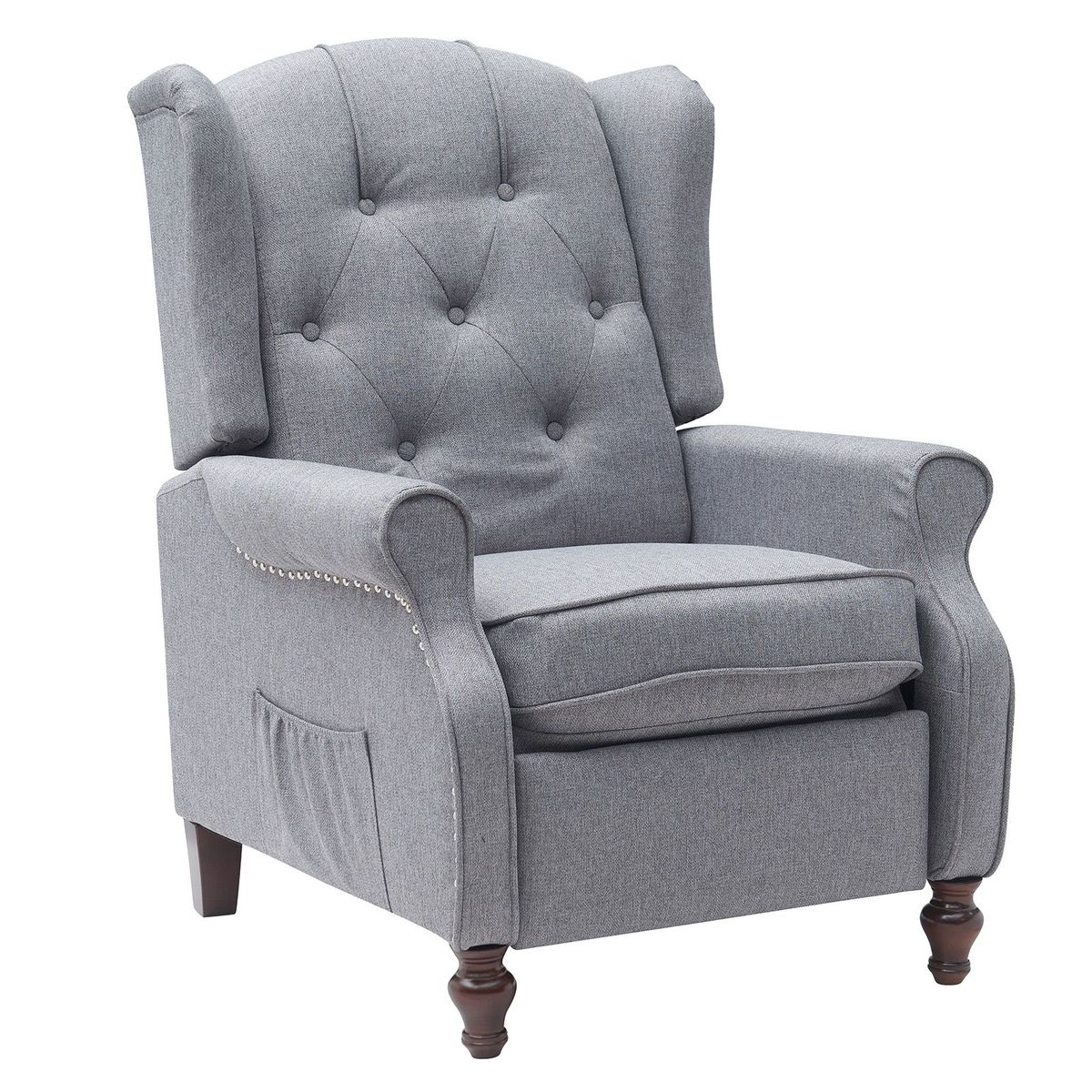 Tufted Push Back Arm Chair Single Reclining Club Chair Home Padded Seating Living Room Sofa_maomaolike.com