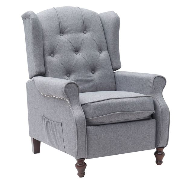 Tufted Push Back Arm Chair Single Reclining Club Chair Home Padded Seating Living Room Sofa_maomaolike.com