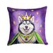 Siberian Husky King Of Mardi Gras Throw Pillow Machine Washable, Indoor Outdoor Decorative Pillow For Couch, Bed Or Patio, 18Hx18W_maomaolike.com