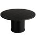 Round Dining Table, Wood Kitchen Table With Sturdy Fluted Metal Base_maomaolike.com