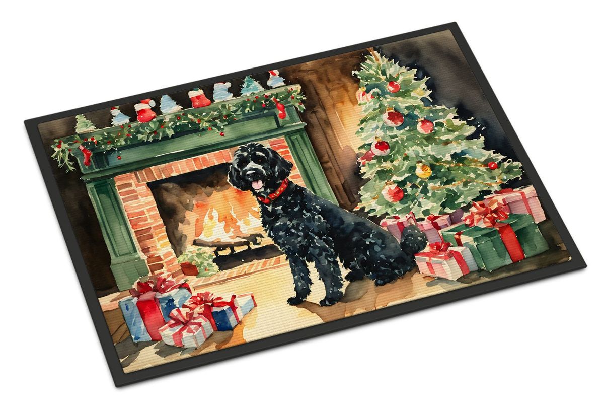 Portuguese Water Dog Cozy Christmas Doormat Front Door Mat Indoor Outdoor Rugs For Entryway, Non Slip Washable Low Pile, 24H X 36W_maomaolike.com