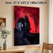 Haunted Mansion Painting Poster, Eerie Dark Gothic Style Poster, Spooky Old Mansion With Crimson Sky And Shadowy Figure, Ideal For Home Wall Decor And_maomaolike.com