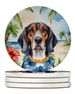 American English Coonhound Luau Large Sandstone Coasters Pack Of 4 Absorbent Round Coasters Decor Gifts For Men Or Women, 4 In, Multicolor_maomaolike.com