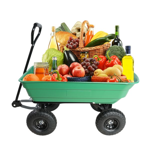 Folding Car Poly Garden Dump Truck With Steel Frame, 10 Inches. Pneumatic Tire, 300 Pound Capacity, 75 Liter Truck Body_maomaolike.com