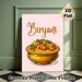 Biryani Food Painting Poster, Vibrant Cartoon Style Delicious Chicken Biryani In Golden Bowl Poster, Eye-catching Culinary Art Ideal For Restaurant_maomaolike.com