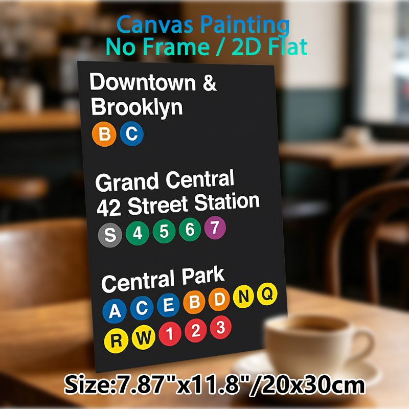 NYC Subway Station Guide Painting Poster, Vibrant Typographic Transit Info Poster, Clear Subway Route Reference Suitable For Home, Office And_maomaolike.com