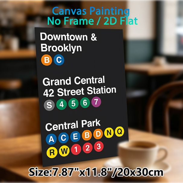 NYC Subway Station Guide Painting Poster, Vibrant Typographic Transit Info Poster, Clear Subway Route Reference Suitable For Home, Office And_maomaolike.com