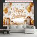 Happy Birthday Party Banner - 2D Flat Polyester Backdrop With Golden Balloons, Wall Hanging Photo Props, Party Decor_maomaolike.com