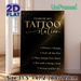 Temporary Tattoo Station Painting Poster, Elegant Glittery Black & Gold Style Poster, Clear Step-by-step Guide For Applying Temporary Tattoos, Ideal_maomaolike.com