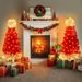 Lighted Santa Hat Style Christmas Tree Set Of 2, 4ft Artificial Tree With Warm White Lights, Christmas Tree For Decoration Inside And Outside_maomaolike.com
