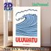 Uluwatu Bali Ocean Wave Painting Poster, Stylized Blue Curling Wave With Bold Text Poster, Charming Coastal Decor Ideal For Living Room, Bedroom Or_maomaolike.com