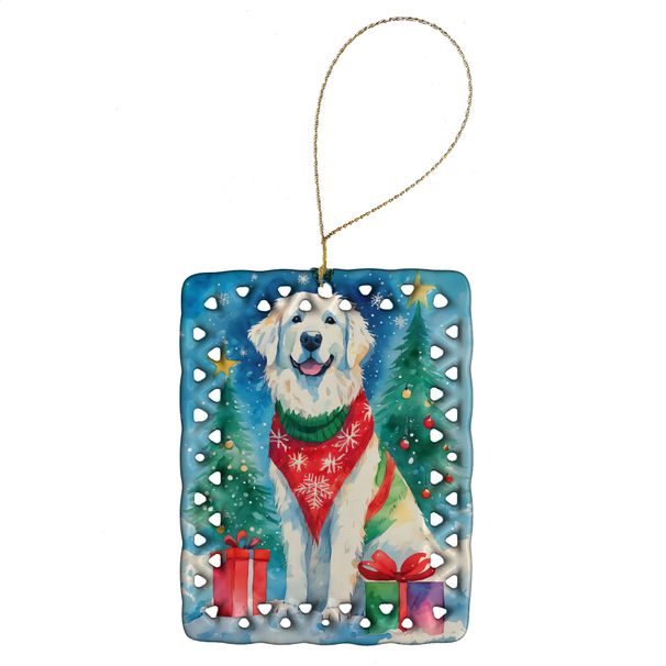 Great Pyrenees Christmas Porcelain Ornament Christmas Tree Hanging Decorations For Home Christmas Holiday, Rectangle, Gift, Multicolor_maomaolike.com