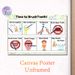 Tooth Brushing Routine Painting Poster, Vibrant Cartoon-style Step-by-step Oral Care Guide Poster, Clear Visual Instructions For Proper Dental Care_maomaolike.com
