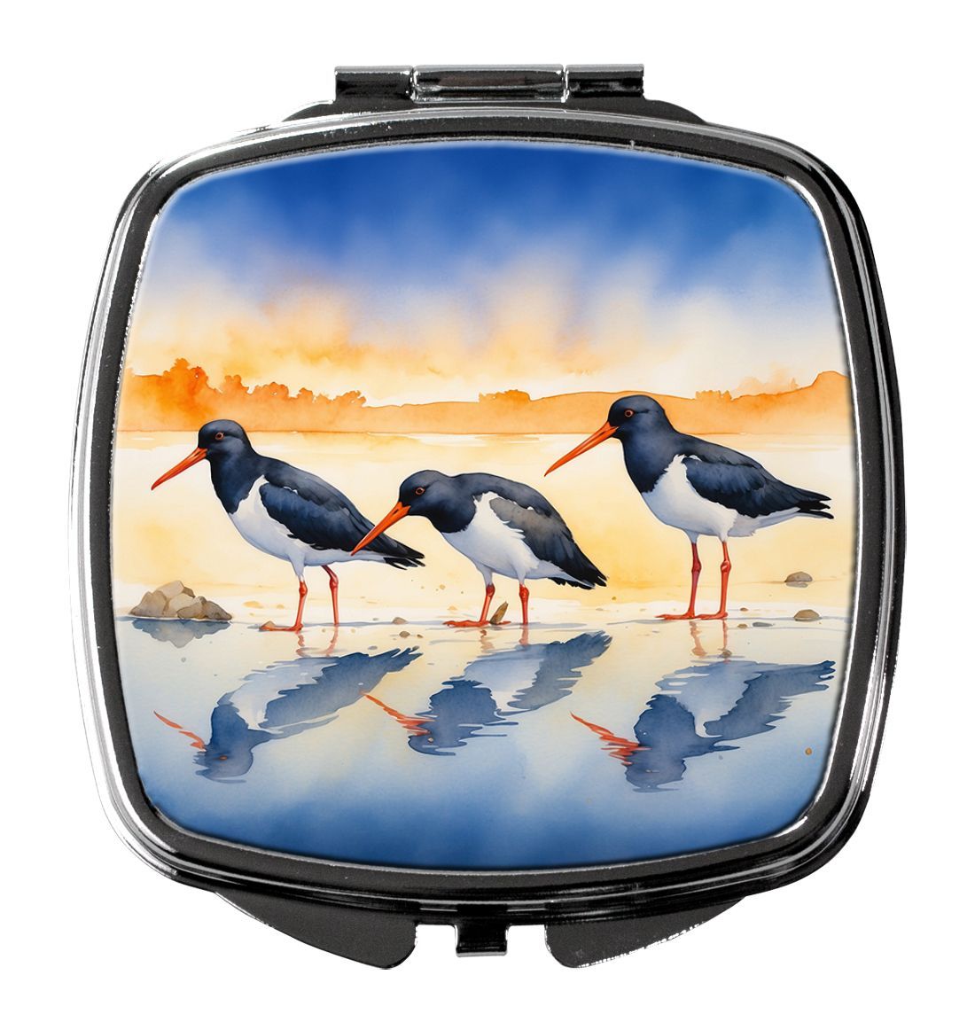 Oystercatchers Foraging Compact Mirror Decorative Travel Makeup Mirror For Women Girls Gifts Pocket Makeup Mirror Folding Handheld_maomaolike.com