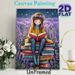 Lavender Field & Reading Girl Painting Poster, Dreamy Whimsical Illustrated Poster, Serene Glowing Floral Reading Scene Suitable For Bedroom, Reading_maomaolike.com