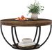 Wooden Coffee Table, 2-Tier Round Central Cocktail Table With Shelvesg_maomaolike.com