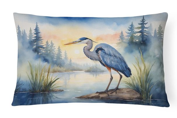 Birds, Birds, Birds Throw Pillow Throw Pillow For Indoor Couch Bed Outdoor Patio Washable, Blue Heron Emerging 7490,12Hx16W_maomaolike.com
