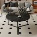 Modern Coffee Table With Two Display Shelves, Black Marble Surfaces, Tripod-inspired Base,Rounded Tabletop Edges_maomaolike.com