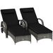 2 Reclining Chaise Lounge Chairs, Rolling Outdoor Chairs With Cushion, Pillow, Headrest, Armrests, And Wheels, Black_maomaolike.com