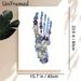 Pressed Floral Skeleton Hand Painting Poster, Delicate Blue & Purple Pressed Floral Skeleton Hand Poster, Unique Artistic Decor For Living Room_maomaolike.com