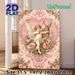 Cupid Themed Painting Poster, Vintage Romantic Floral Poster, Delicate Cupid With Bow Set In Ornate Heart Frame With Pink Roses, Elegant Romantic_maomaolike.com