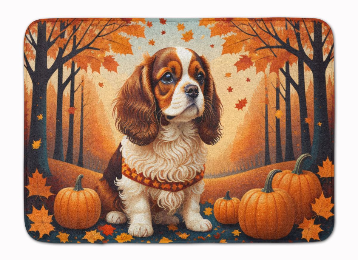 Cavalier Spaniel Fall Memory Foam Kitchen Mat Machine Washable Anti-Fatigue Mat Cushion Comfort Bath Mat Or Kitchen Rug_maomaolike.com