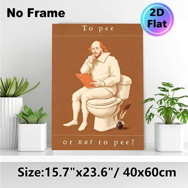 Shakespeare Humorous Bathroom Painting Poster, Witty Vintage-style Illustration Of Shakespeare On Toilet Poster, Brings Playful Lighthearted Vibe_maomaolike.com
