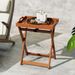 Outdoor Wood Tray Table Portable Side End Table With Folding Frame_maomaolike.com