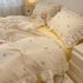 Wholesale INS Korean Style Princess Soft Naked Sleep Double Layer Gauze Full 4-Piece Lace Trim Pure Cotton Four-Piece Set_maomaolike.com