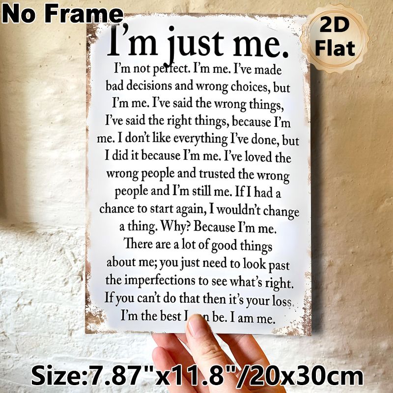 Self-acceptance Quote Painting Poster, Vintage Distressed-edge Inspirational Text Poster, Heartfelt Self-empowering Message, Ideal For Home, Bedroom_maomaolike.com