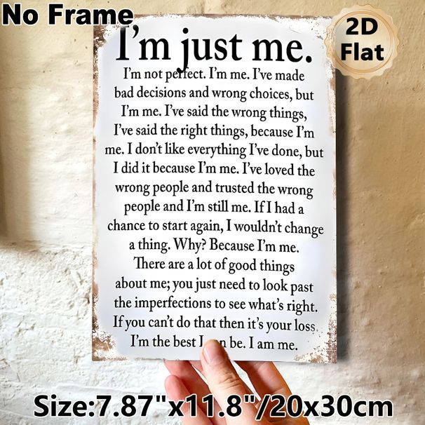 Self-acceptance Quote Painting Poster, Vintage Distressed-edge Inspirational Text Poster, Heartfelt Self-empowering Message, Ideal For Home, Bedroom_maomaolike.com