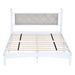 Wood Bed Frame With Fabric Upholstered Headboard, Solid Rubber Wood With Wood Central Supports, 1000 Lb Capacity, Easy Assembly, No Box Spring Needed, Full - White_maomaolike.com