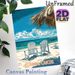 Turks & Caicos Beach Painting Poster, Vibrant Retro Travel Style Poster, Relaxing Coastal Scene With Beach Chairs, Ideal For Bedroom, Living Room Or_maomaolike.com