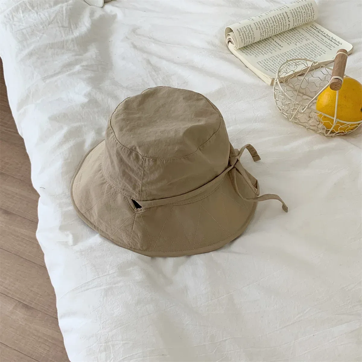 Hot Sale Korean Lace-up Fisherman Women Ins Blogger Lightweight Windbreak Rope Sunshade Basin Sun Bucket Hat_maomaolike.com