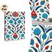 Oriental Floral Painting Poster, Vibrant Red & Blue Traditional Ornate Pattern Poster, Eye-catching Decorative Piece For Living Room, Bedroom And_maomaolike.com
