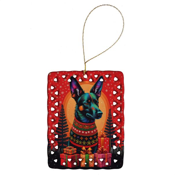 Australian Kelpie Holiday Christmas Porcelain Ornament Christmas Tree Hanging Decorations For Home Christmas Holiday, Rectangle, Gift, Multicolor_maomaolike.com