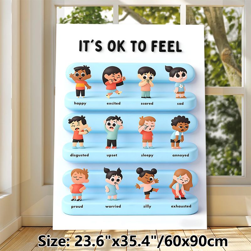 Emotion & Feeling Themed Painting Poster, Cute Cartoon Character Expression Poster, Aids In Recognizing Various Emotions, Ideal For Home And Learning_maomaolike.com