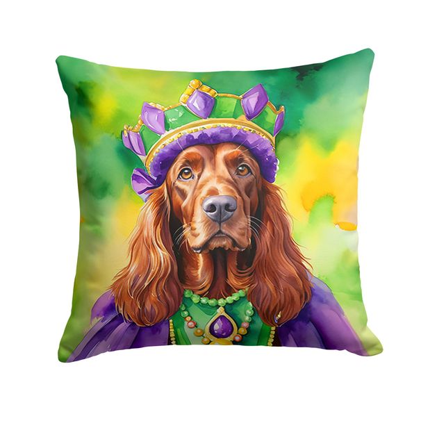 Irish Setter King Of Mardi Gras Throw Pillow Machine Washable, Indoor Outdoor Decorative Pillow For Couch, Bed Or Patio, 18Hx18W_maomaolike.com