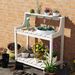 Potting Benches For Outside, HDPE Garden Potting Table All Weather, Outdoor Potting Table With Storage For Patio, Backyard, Garden, White_maomaolike.com