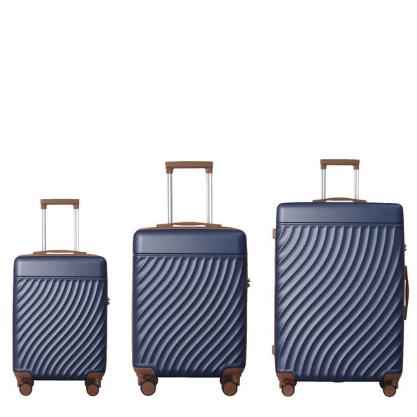 Luggage Sets ABS Hardshell 3pcs Luggage, Lightweight Durable Suitcase Sets Spinner Wheels Suitcase With TSA Lock 20''24''28'' Available(Navy Blue)_maomaolike.com