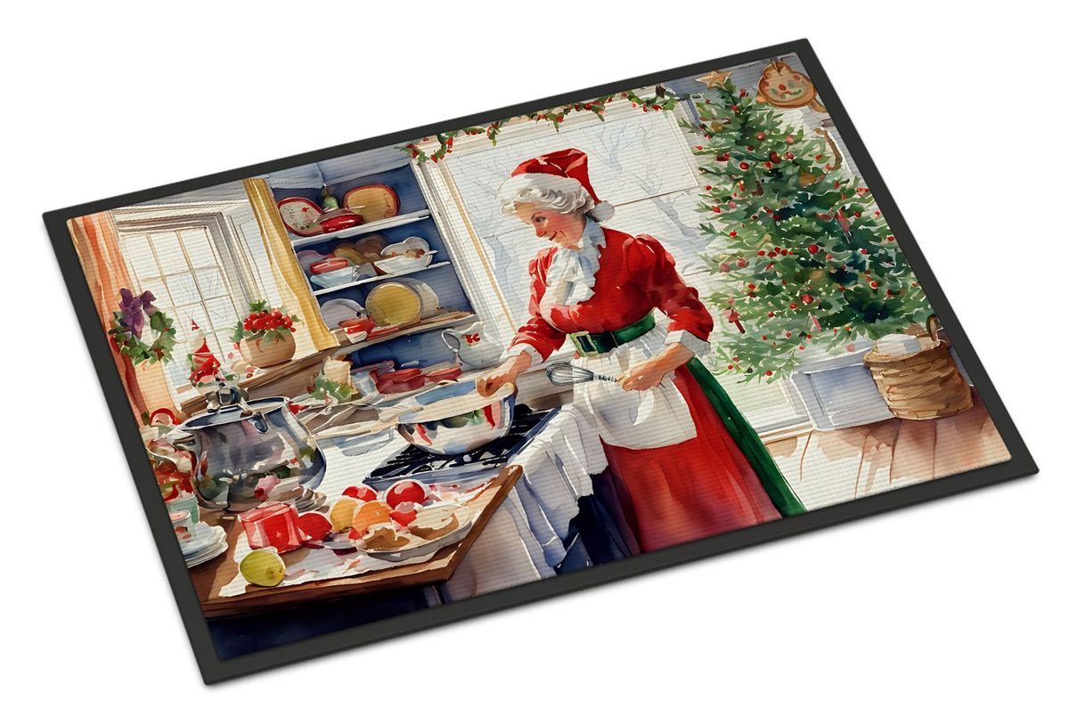 Cookies With Santa Claus Mrs. Claus Doormat Front Door Mat Indoor Outdoor Rugs For Entryway, Non Slip Washable Low Pile, 24H X 36W_maomaolike.com