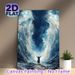 Parted Sea Religious Themed Painting Poster, Vivid Dramatic Surreal Ocean Waves Parted With Robed Figure Poster, Striking Atmospheric Artwork Ideal_maomaolike.com