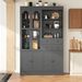 TOPMAx 47.2x15.7x75inch Freestanding Buffet With Hutch Tall Kitchen Pantry Cabinet With 4 Drawers Door Shelves And Pull- Out Trays For Dining Room Living Room Gray_maomaolike.com