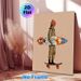 Skateboarding & Surfing Themed Painting Poster, Vibrant Cartoon Style Poster, Trendy Urban Design With Figure Holding Graffiti Surfboard On_maomaolike.com